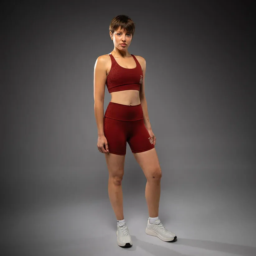 Pantaloncini Donna a compressione Venum Serpenti Borgogna-Avorio a vita alta per Sport da Combattimento e palestra