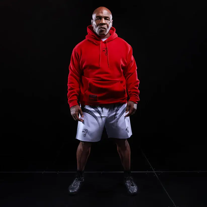 Felpa con cappuccio Mike Tyson Tiger x Venum Rosso per appassionati di Boxe e Sport da Combattimento.