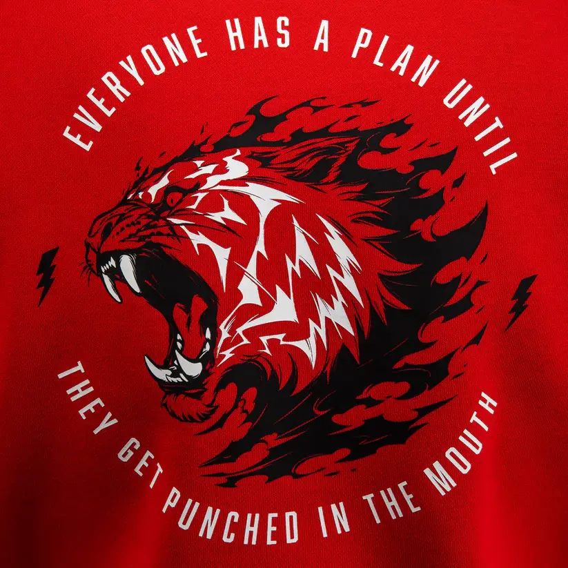 Felpa con cappuccio Mike Tyson Tiger x Venum Rosso per appassionati di Boxe e Sport da Combattimento.