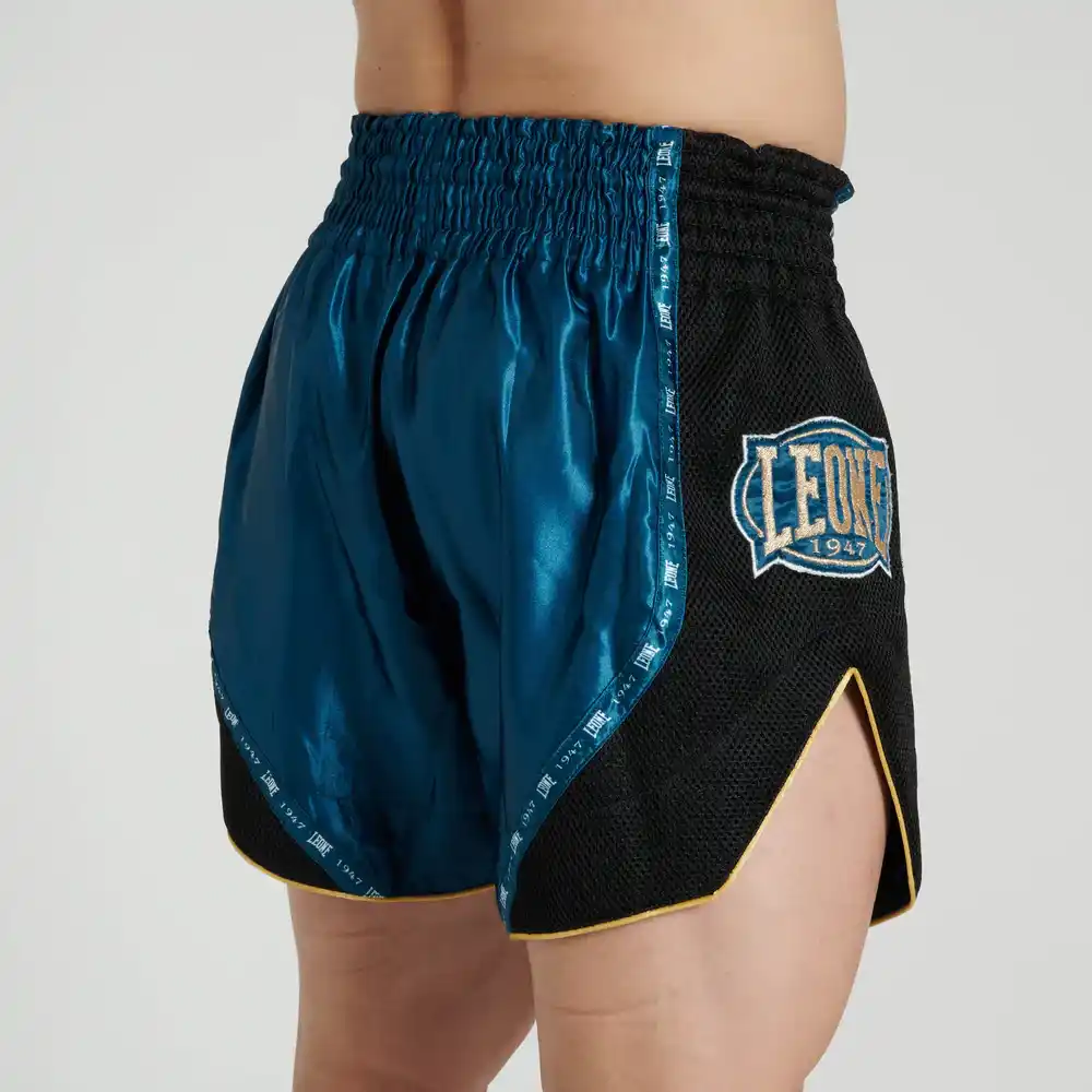 Pantaloncini Leone 1947 Classic Ottanio AB881 per allenamenti e competizioni di Muay Thai e Kickboxing