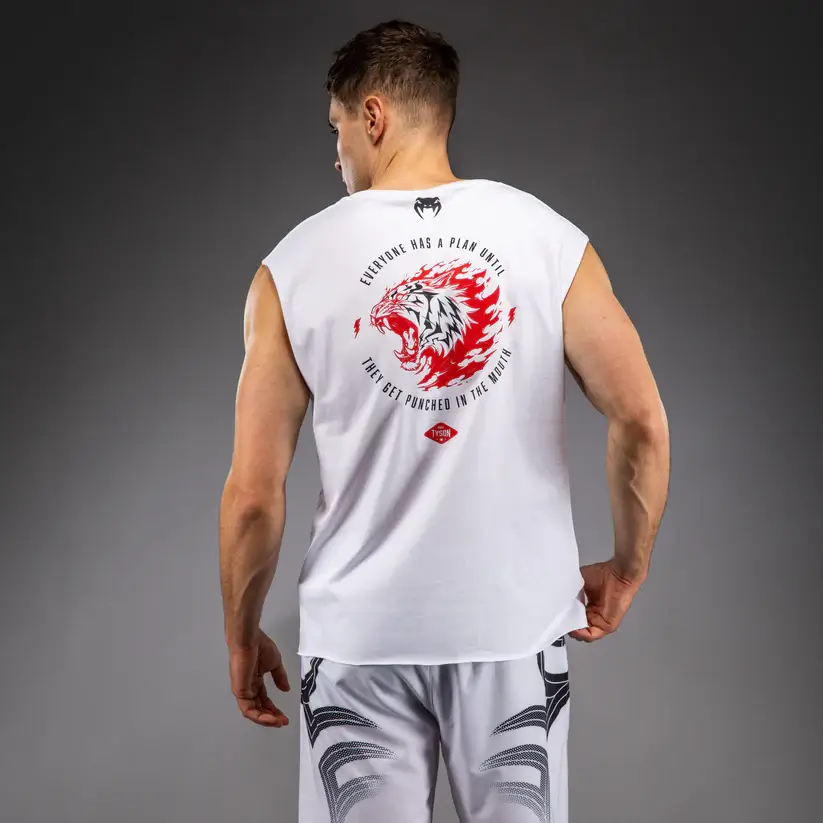 T-shirt smanicata Boxe Mike Tyson Tiger Venum Bianco per Pugilato e Sport da Combattimento