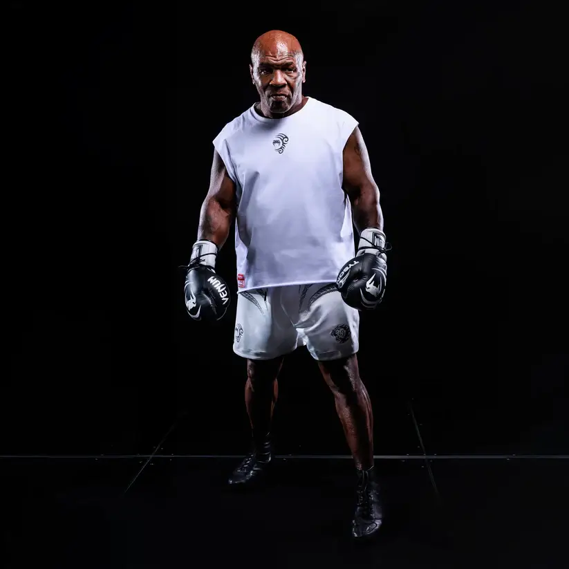 T-shirt smanicata Boxe Mike Tyson Tiger Venum Bianco per Pugilato e Sport da Combattimento