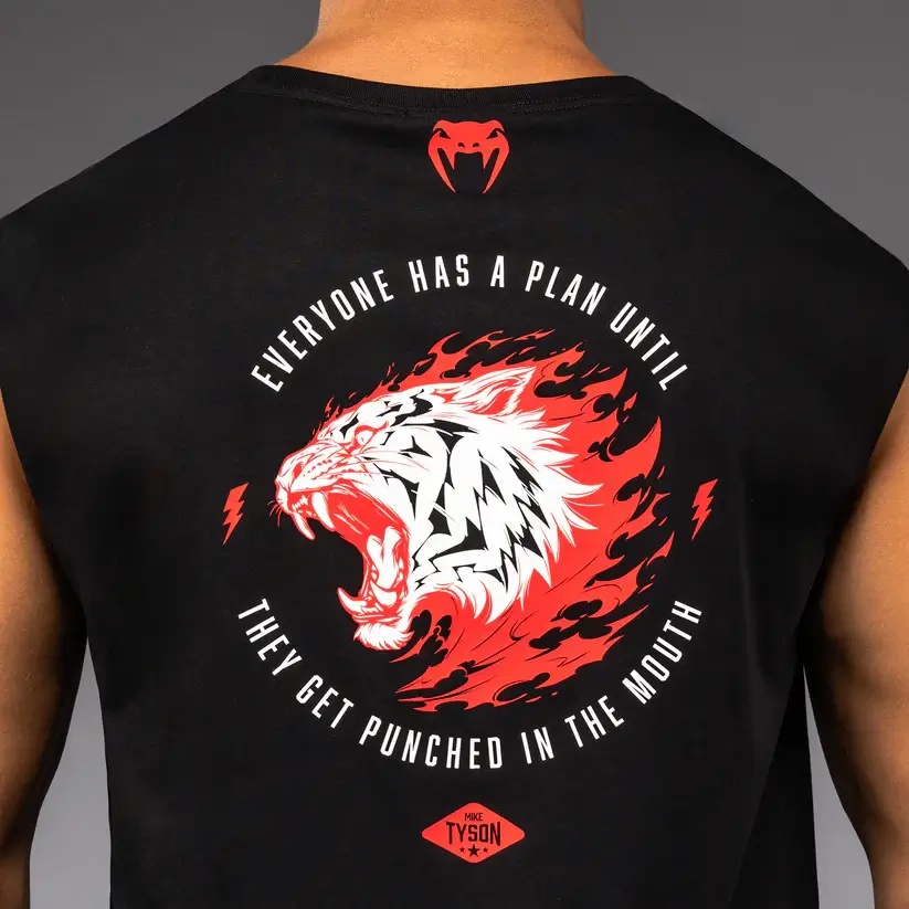 T-shirt smanicata Boxe Mike Tyson Tiger Venum Nero-Rosso per Pugilato e Sport da Combattimento