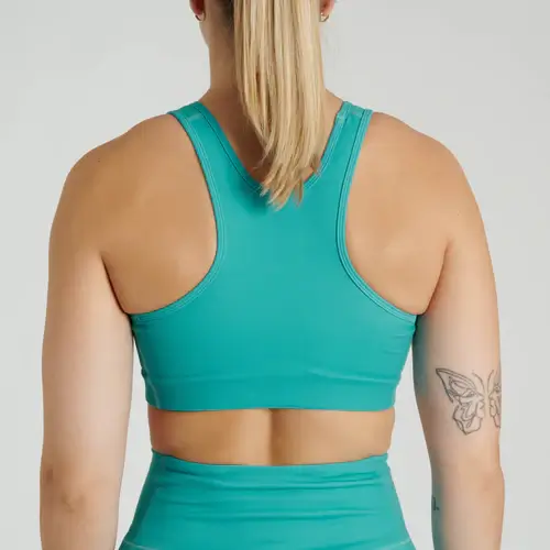 Top Donna Leone 1947 Logo ABX130 Verde Acqua per allenamenti di Boxe, Kickboxing e Muay Thai.