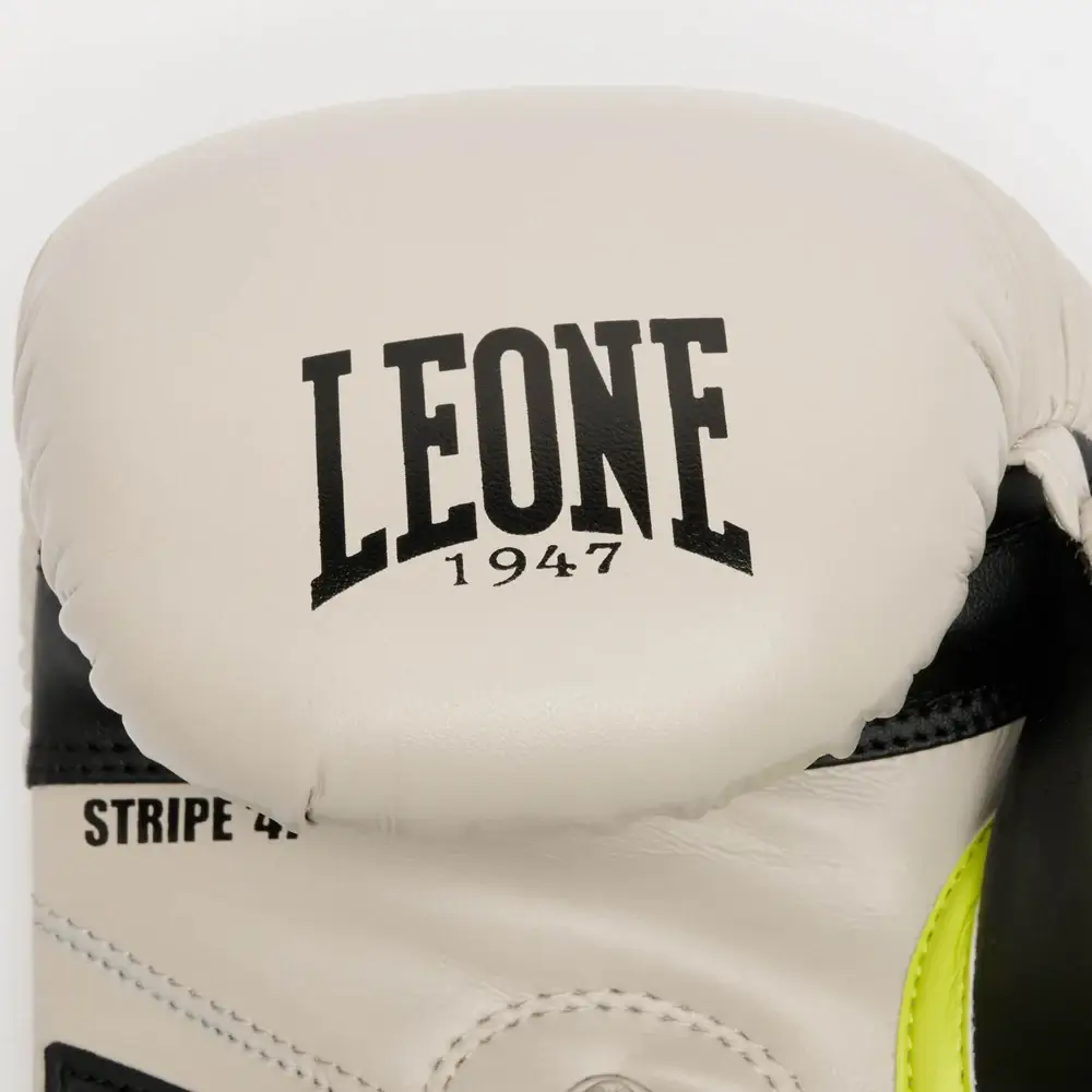 Guantoni Leone 1947 Stripe 47 Sabbia con velcro, adatti a principianti che praticano Boxe, Muay Thai o Kickboxing