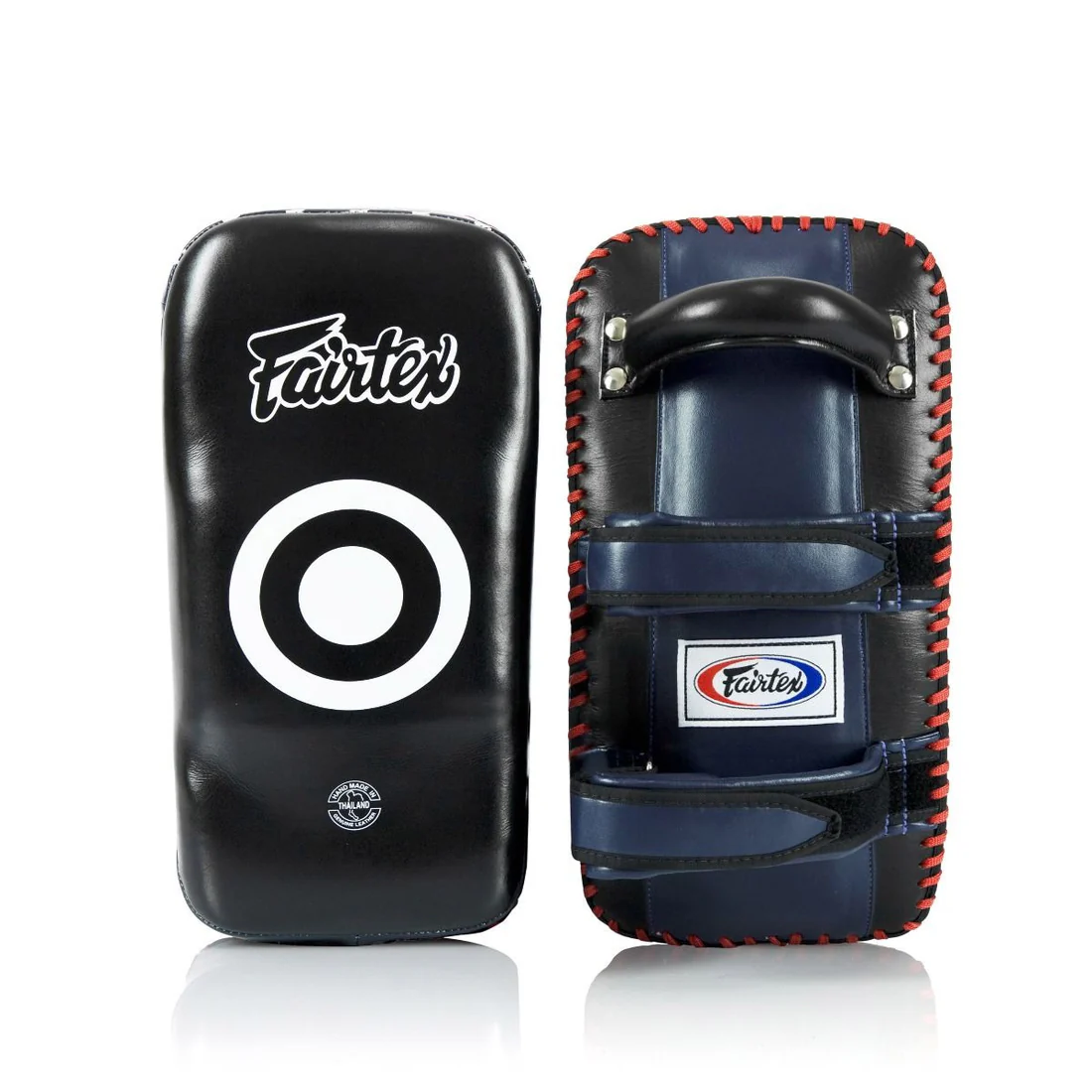 Colpitori Pao Fairtex Standard Curvo in vera pelle KLPC2 Blu-Nero per Muay Thai, Kickboxing e MMA.