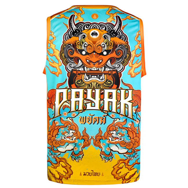 T-Shirt Smanicata Tuff Payak Oni Spirit Azzurro-Arancio-Giallo. In palestra per Muay Thai, Boxe e Kickboxing e nel tempo libero per gli amanti del Giappone e Brazilian Jiu Jitsu.