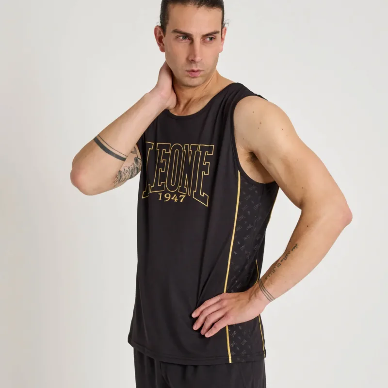 T-Shirt smanicata DNA Leone 1947 Nero/Oro ABX736 pwer allenamenti di Boxe, Kickboxing e Muay Thai. T-shirt leggera, comoda e confortevole.