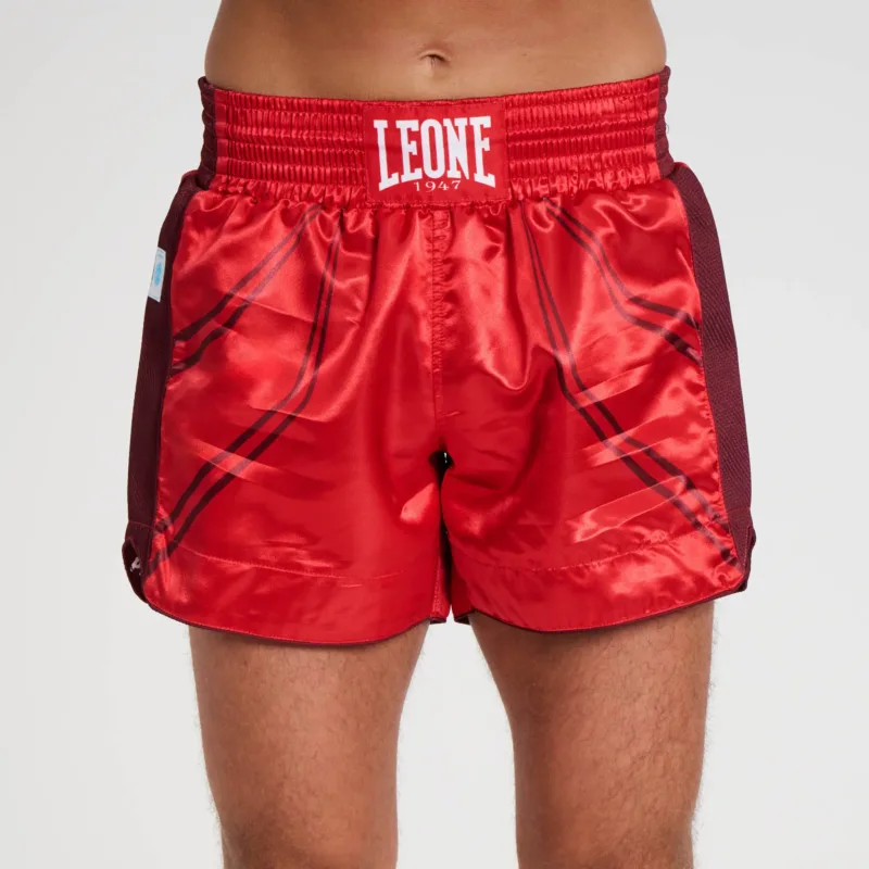 Pantaloncini Kick Leone 1947 WAKO Rosso AB996 per allenamenti e Gare di Kickboxing, Kick Light, Low Kick Federkombat.